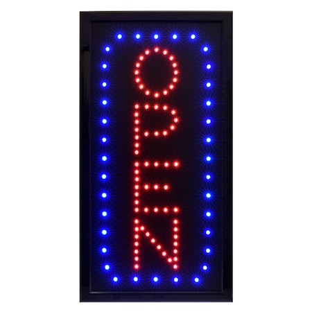 Alpine Industries LED Open Sign, Vertical, 10" x 19" 497-04